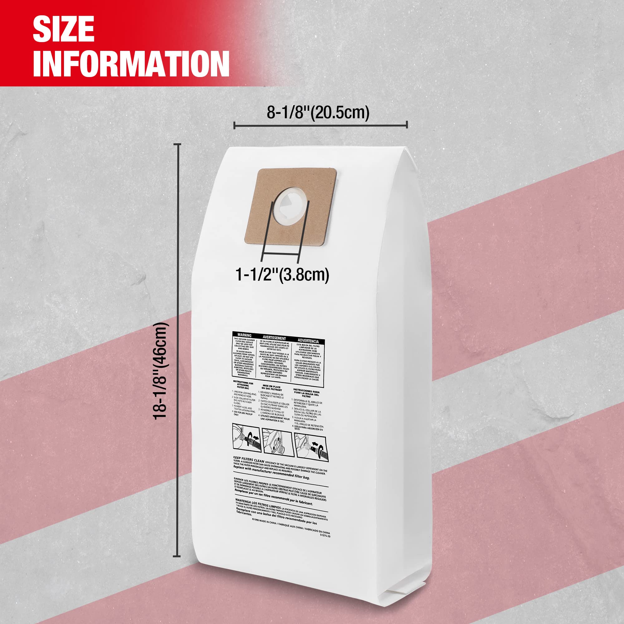 Shop-Vac 91931 3.5 Gallon Dust Collection Filter Bag, 6PCS