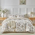 Conworld Reversible Duvet Cover Queen, White Black Tree Branch Pattern Queen Duvet Cover Set 3pc Soft Microfiber Breathable Botanical Bedding Sets with Zipper Ties
