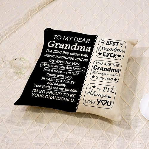 Miniatura 4 de Ideas de regalos de cumpleaños para abuela, fundas de almohada decorativas de 18 x 18 pulgadas, regalos para la mejor abuela del mundo, fundas de