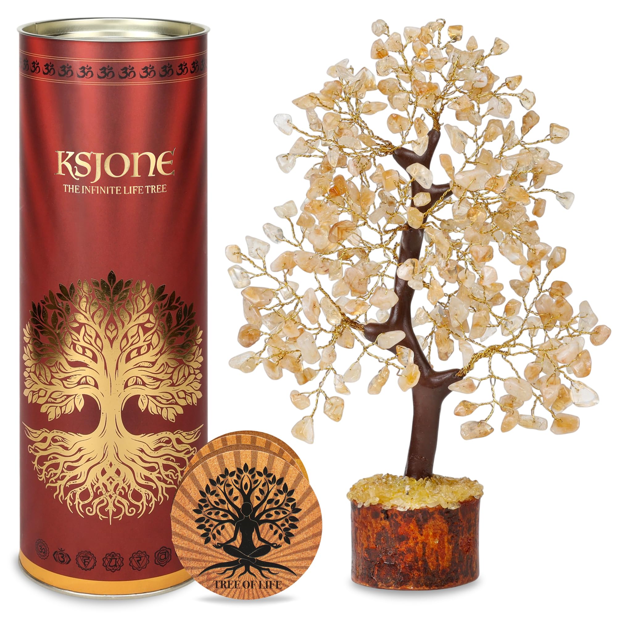 Árbol de vidrio curativo citrino para atraer energía positiva y dinero al hogar
