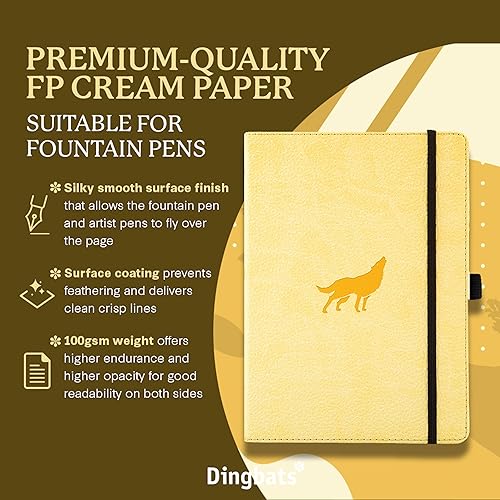 Miniatura 2 de Dingbats* Diario de puntos de vida silvestre A5 - Tapa dura de cuero vegano, ideal para el trabajo, viajes, bolsillo, cierre elástico, marcapáginas