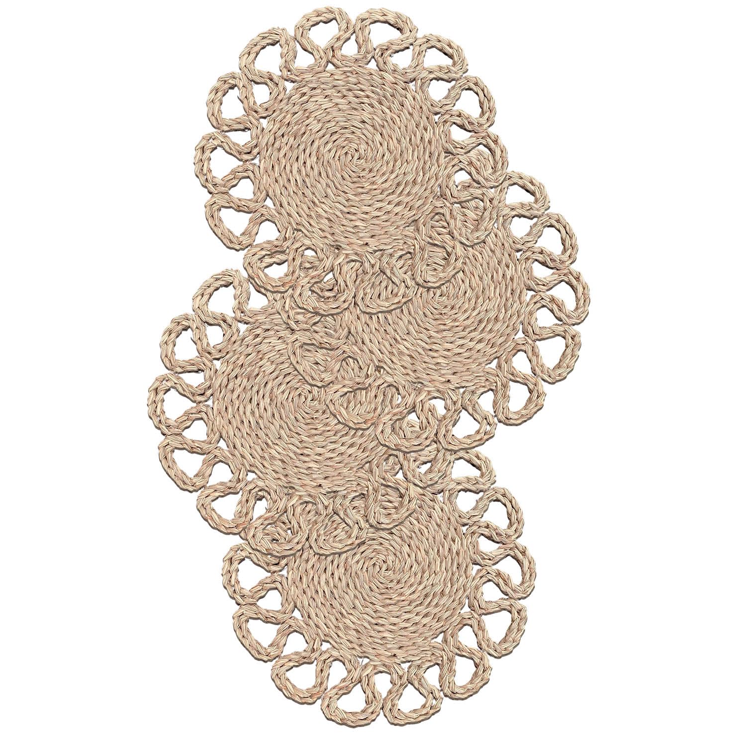13.8" Set of 4 Round Seagrass Placemats by Laquedecraft