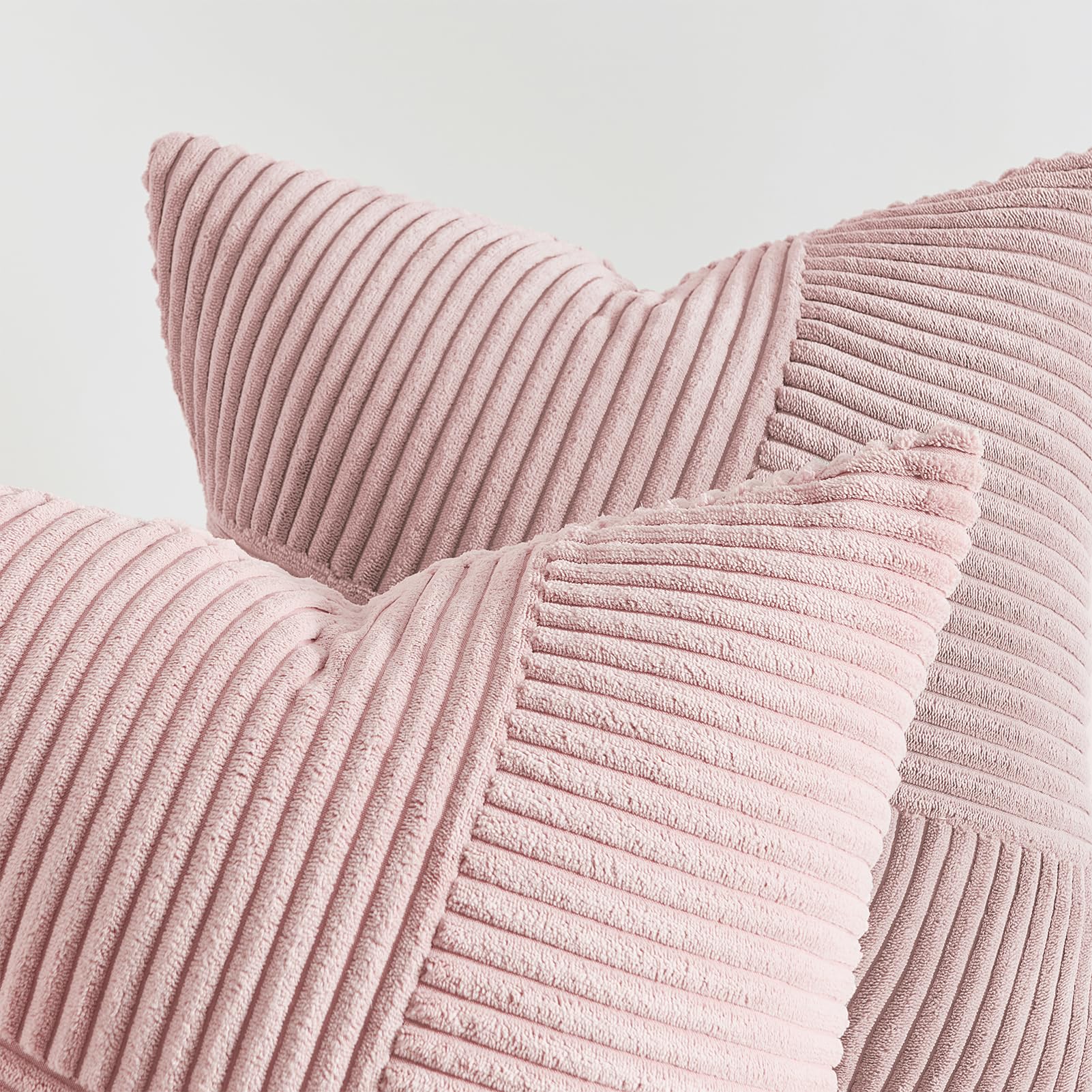 Topfinel Pink Cushion Covers 40x40 cm 16x16 Inch Set of 2 Corduroy Patchwork Pinwheel Throw Pillow Cases with Invisible Zipper Decorative Sofa Cushion Covers for Living Room Bedroom Sofa Bed - Image 4