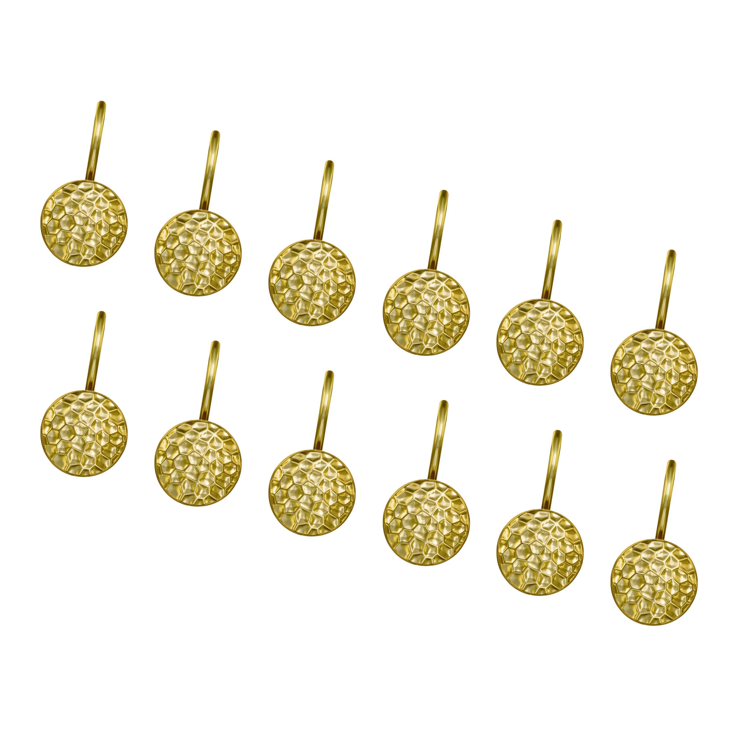 Sunlit Ganci per tenda da doccia dorati, in metallo, decorativi per la casa, per il bagno, moderni ganci per tenda da doccia, accessori da bagno, set di 12