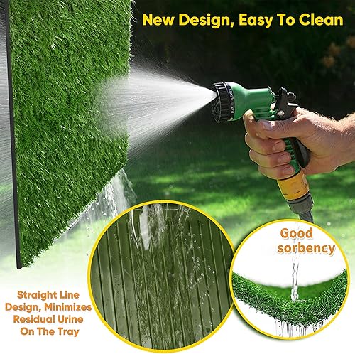 Miniatura 5 de Almohadilla de césped para perros con bandeja almohadilla de entrenamiento reutilizable con 2 unidades de césped artificial reemplazable, absorbente