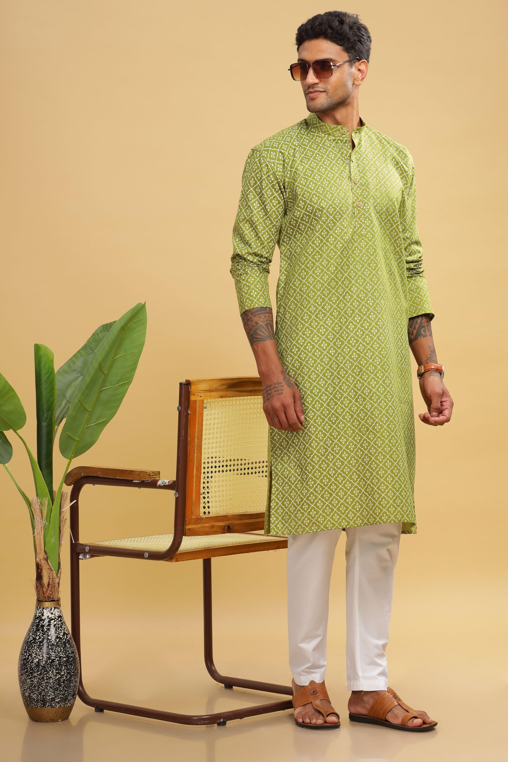 BE ACTIVE Cotton | Traditional and Elegant Look | Indian Kurta for Men | Full Sleeve Kurta C-RF0061 KR 3 XL - Image 6 thumbnail