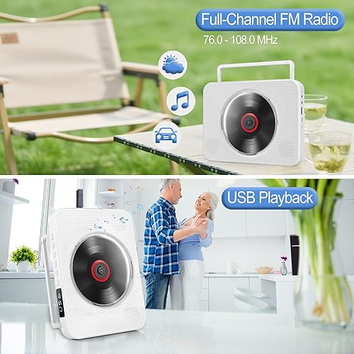 Miniatura 5 de Reproductor de CD Bluetooth portátil con altavoces, reproductor de CD de pared para soporte en el hogar, radio Bluetooth/FM/USB/AUX/Home Kpop Audio,