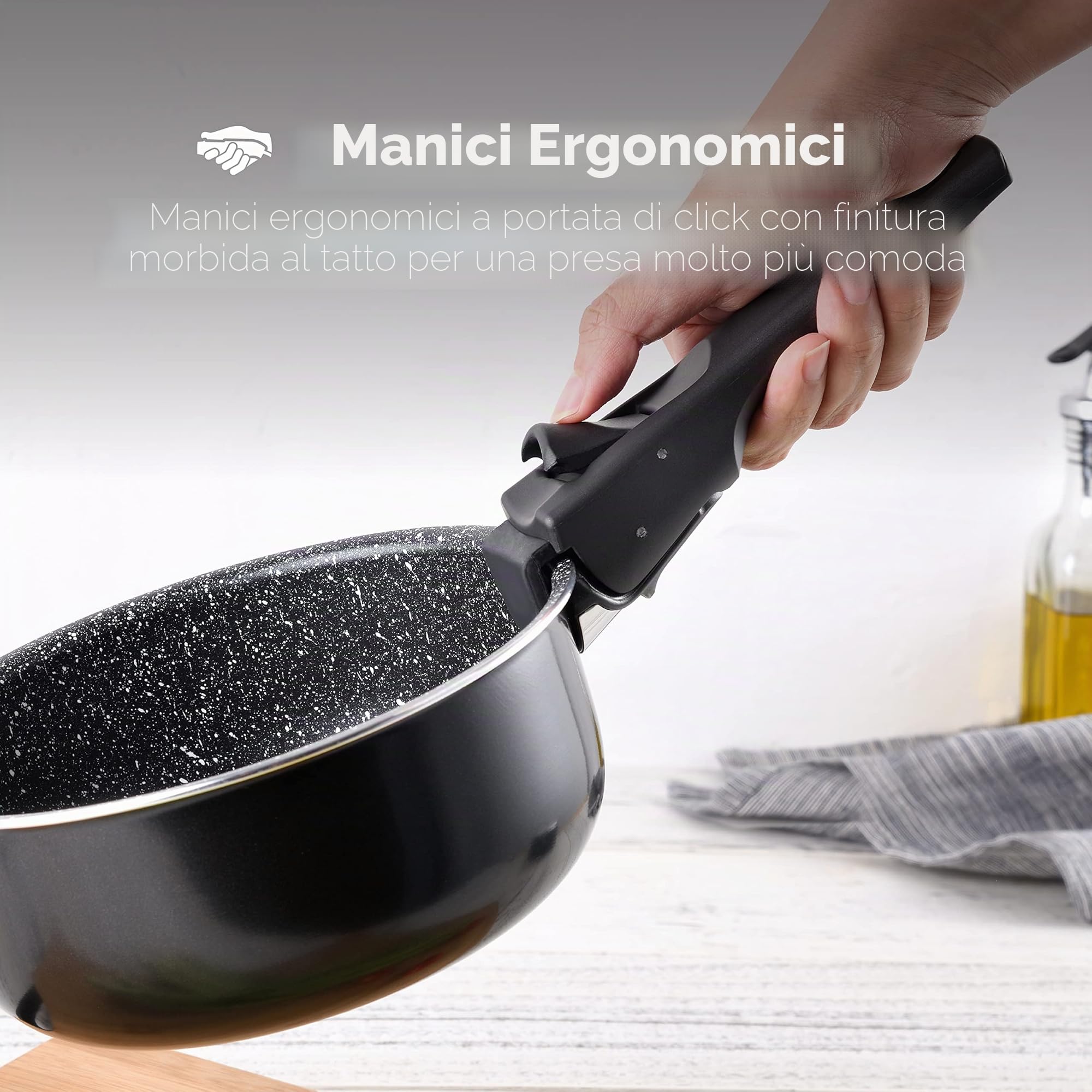 BERGNER | Set di Pentole da Cucina | 3 Pezzi da 16, 18 e 20 cm | Alluminio Pressofuso e Antiaderente | Con Manico Ergonomico Estraibile | Accessorio da Cucina | Per Tutti i Tipi di Cucina e Forno