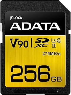 ADATA ASDX256GUII3CL10-C Premier ONE SDXC UHS-II U3 Class10 V90 3D NAND Extreme 4K Ultra HD 290MB/s SD Card, 256 GB