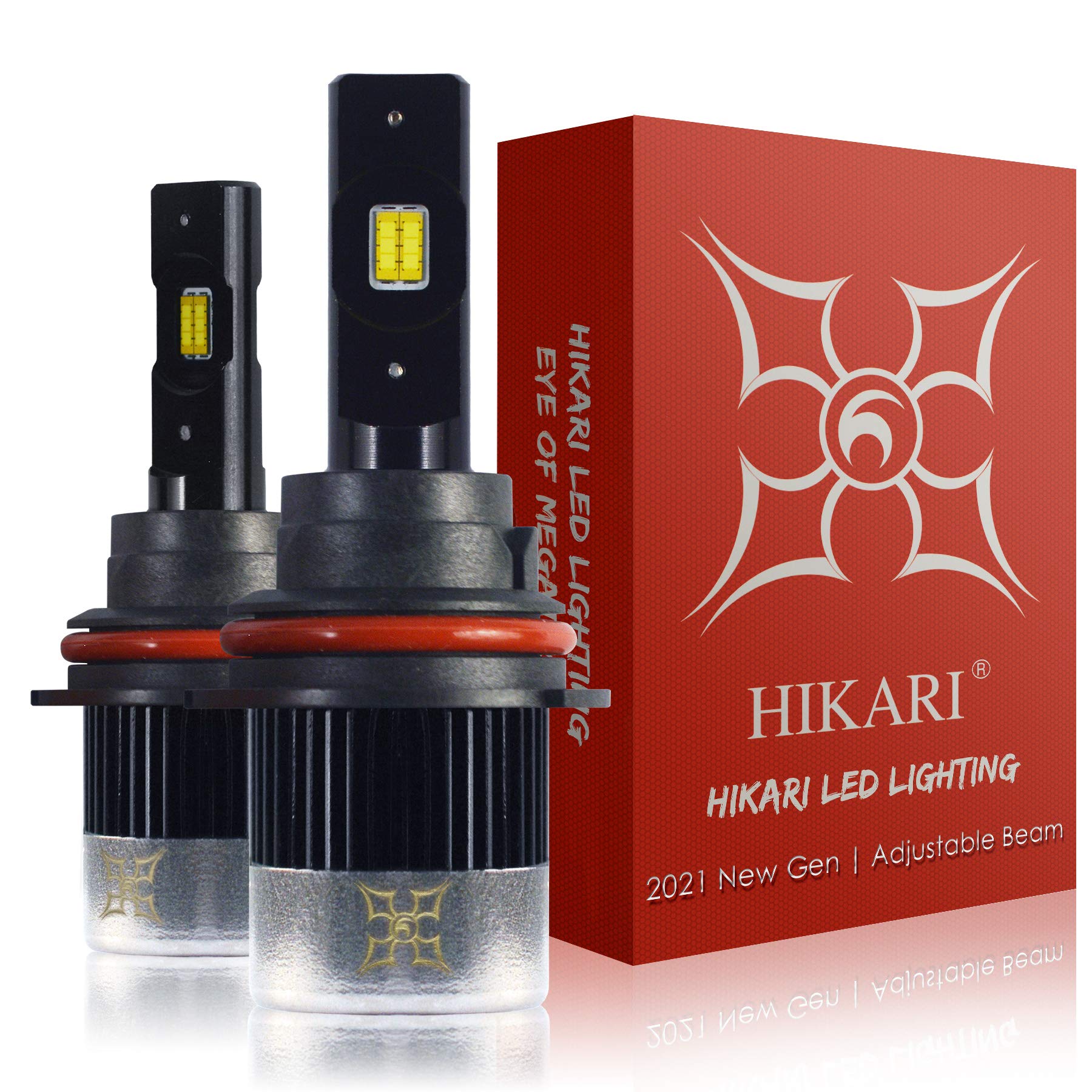HIKARI 9007/HB5 LED bulbs, 2021 New Gen of Japanese CSP LED Tech,Easy install,Adjustable Beam, Fog Light, Halogen Replacement 6K Cool White IP68