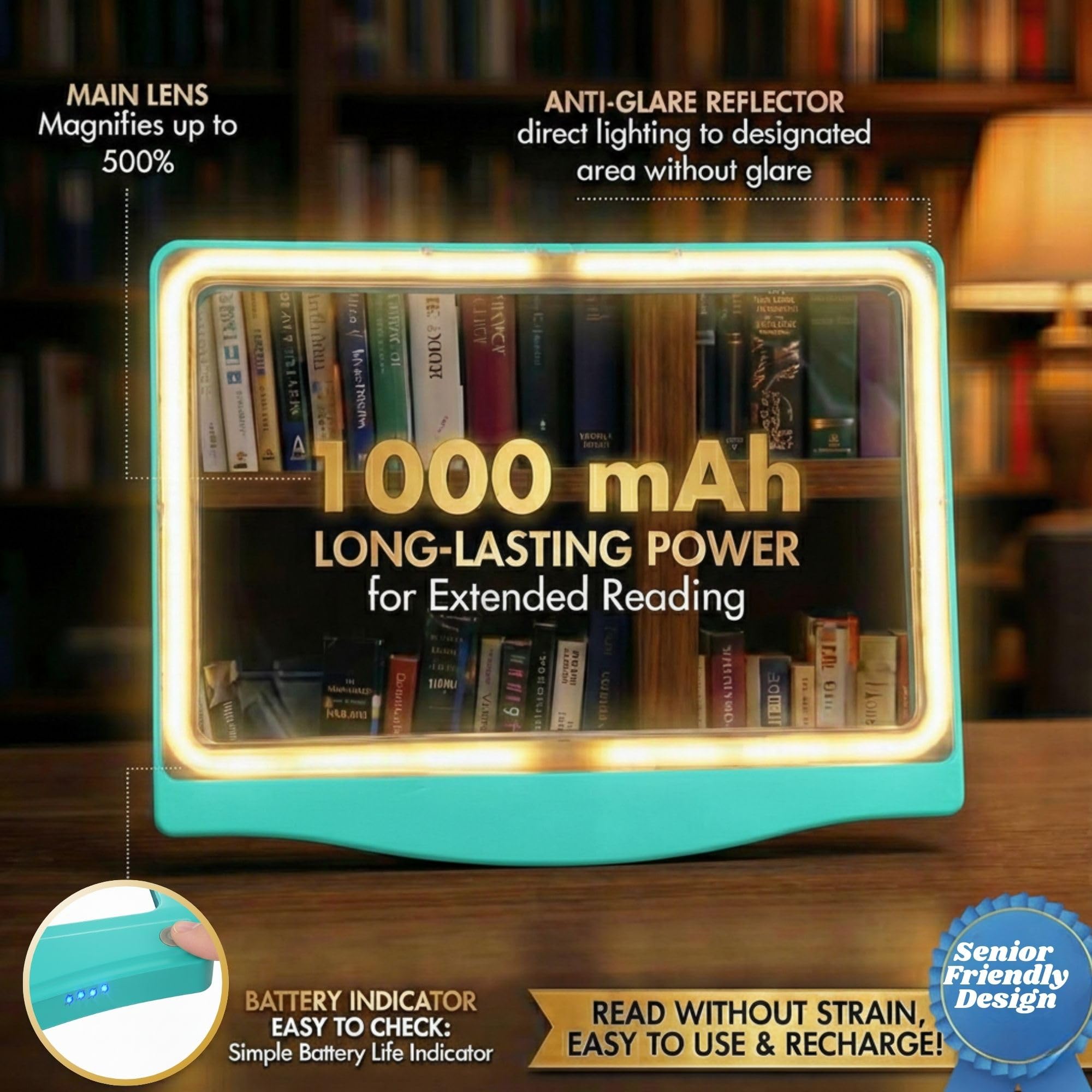 Amazon.com: MAGNIPROS 5X Rechargeable LED Page Magnifier, Large