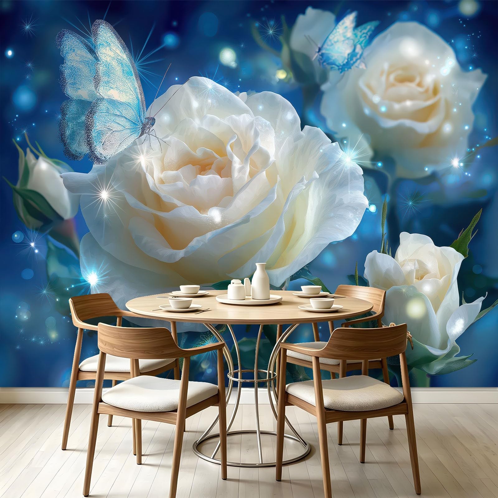 Générique Tapeta flizelinowa fantazyjny krajobraz 250 x 175 cm - Idealna dekoracja ścienna 3D do salonu, sypialni, jadalni - różowy motyl botaniczny kwiatowy