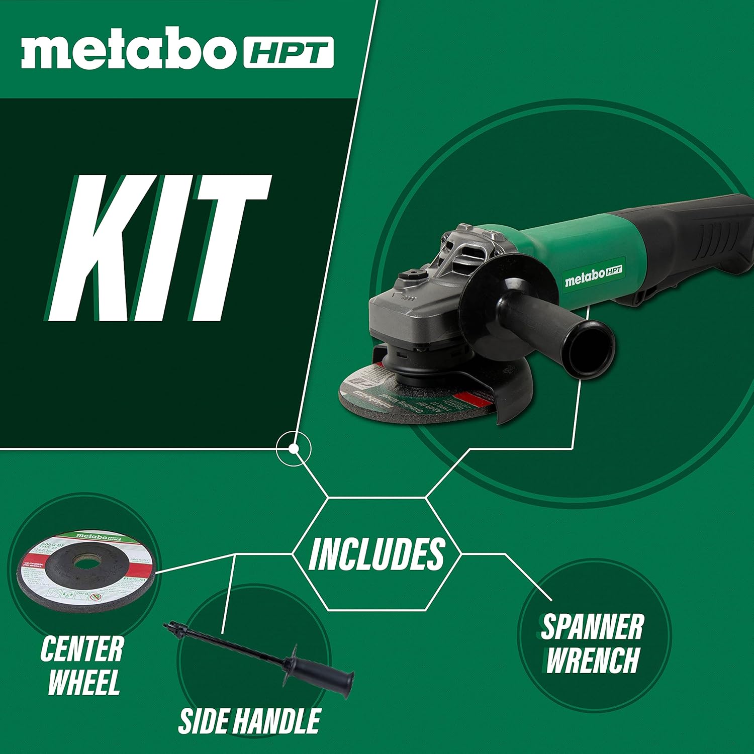 Metabo HPT Angle Grinder, 4.5-Inch, 10.5 Amp, Paddle Switch | G12SE3 : Everything Else