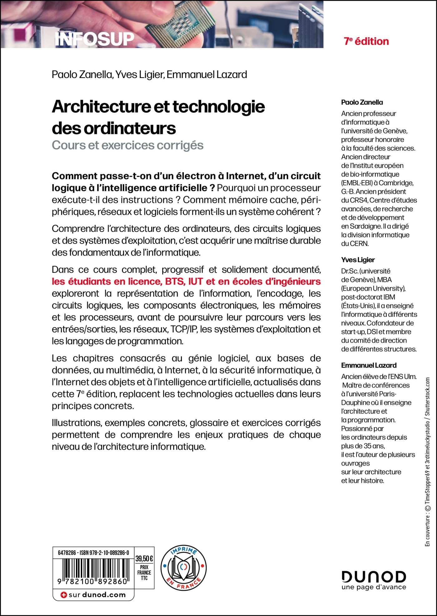 Architecture et technologie des ordinateurs - 7e éd.: Cours et exercices corrigés