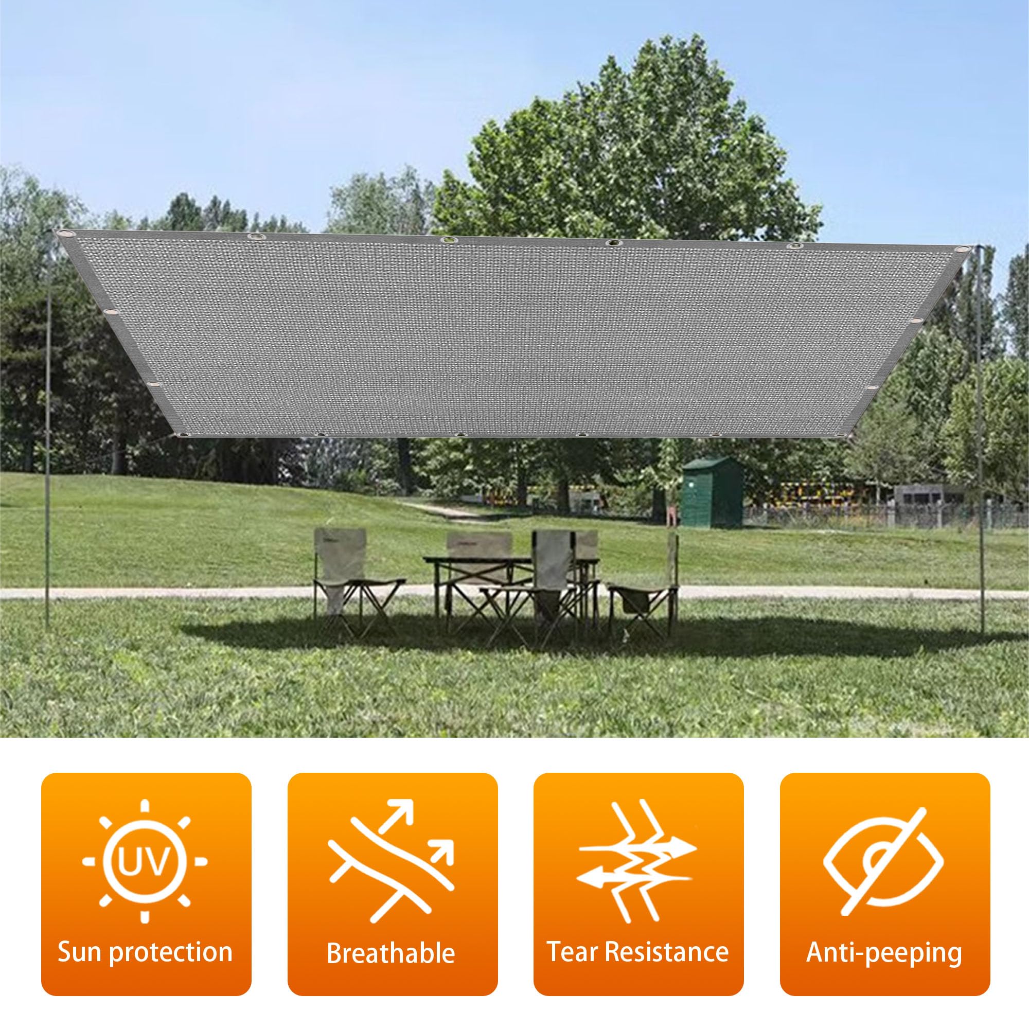 Toile d'ombrage de Serres 1.4 x 5 m Vent et Perméable à l'eau Filet Ombrage Plusieurs Tailles pour Couverture Végétale Serre Jardin Pergola Patio Lawn Pet House, Gris Clair