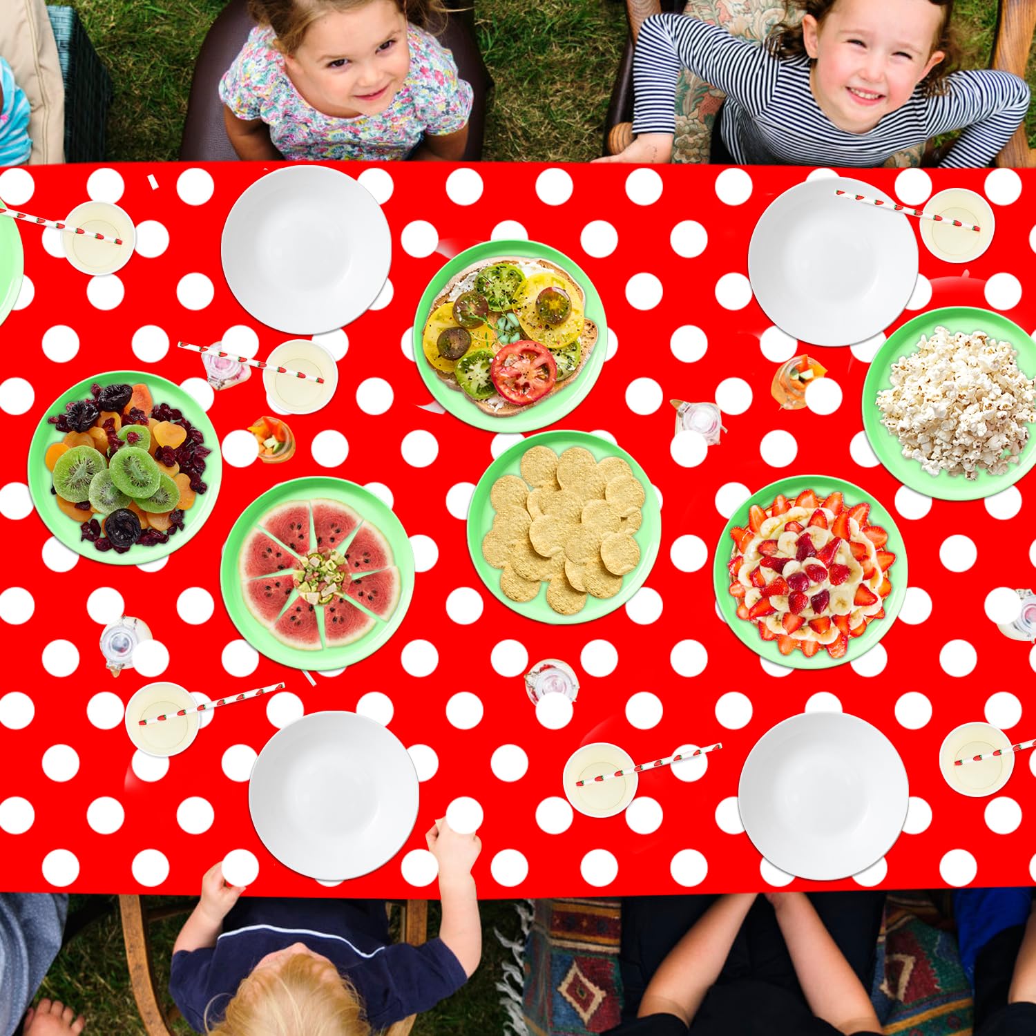 4 pezzi tovaglia monouso punto ondulato pois bianchi su sfondo rosso tovaglia rettangolare impermeabile festa punto ondulato tovaglia per bambini picnic ragazze compleanno decorazioni 130 x 220 cm