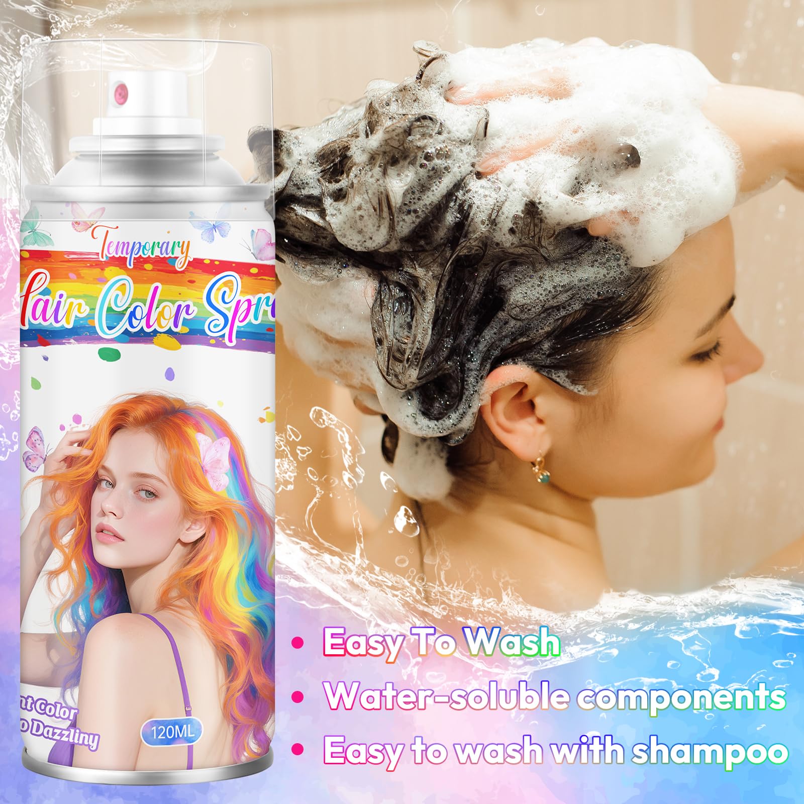 Spray per Capelli Temporaneo Viola Magico - Colore per Tema Mistero, Regalità e Cosplay Fantasy, Perfetto per Serate a Tema, Halloween e Feste (120 ml)
