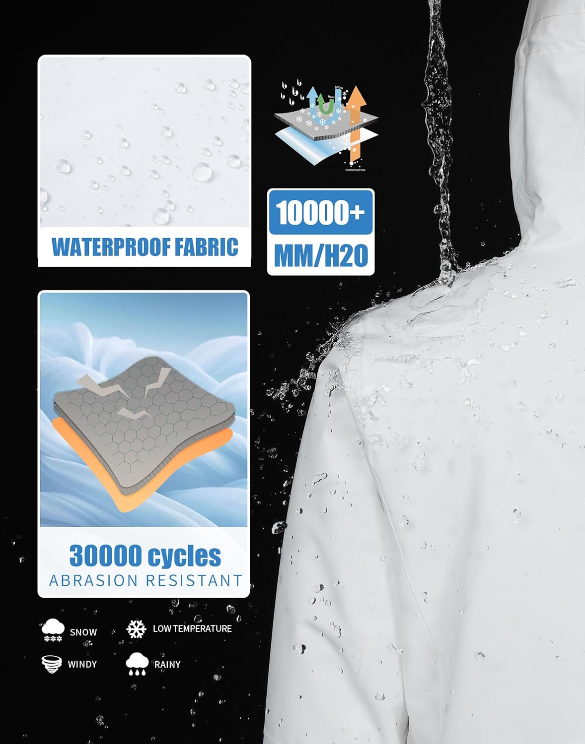 Pionner Camp Womens Ski Jacket Snow Coat Waterproof Baggy Anorak Snowboard Hoodie Insulated Pullover Winter Sports Mountain - Image 4