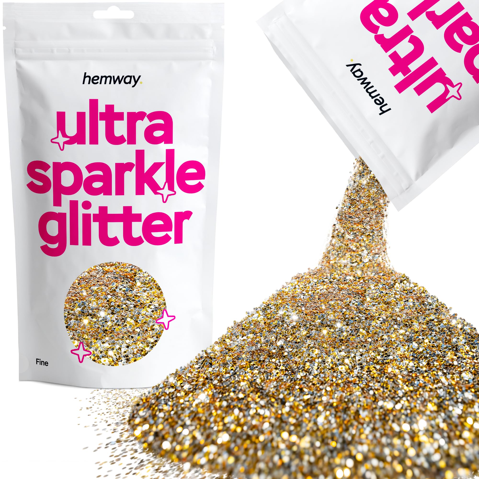 Hemway Ultra Sparkle Glitter Baby Pink Iridescent 100g Fine | Glitter for Arts & Craft, Makeup, Nail Art, Crafting, Card Making, Sparkle Decoration — view 251