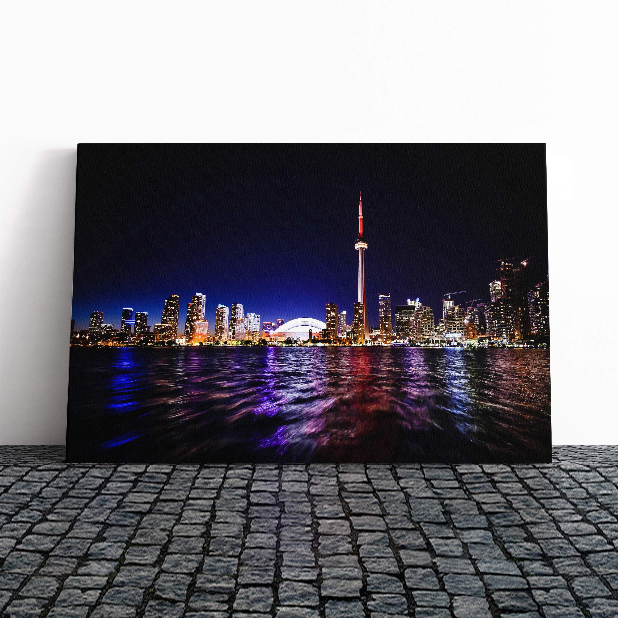 Toronto Skyline Canada Canvas Print | Gallery Wrapped 30mm Frame Wall Art | 24x16 inches | Ready to Hang | Modern Cityscape Picture | Living Room Bedroom Lounge Office