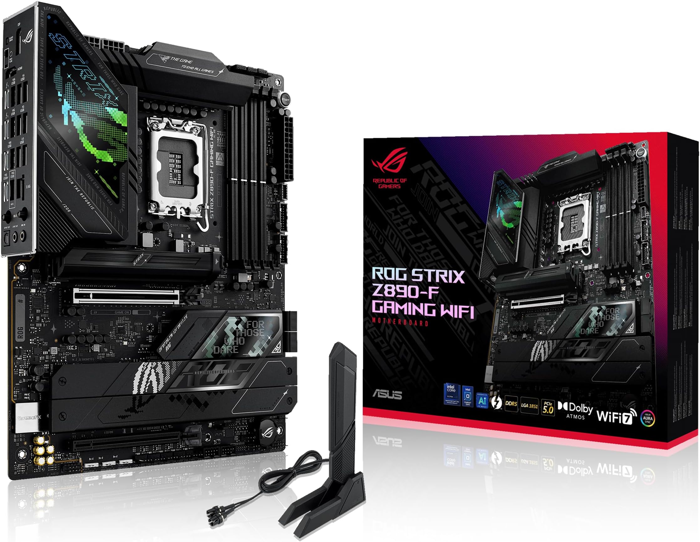 ASUS ROG Strix Z890-F Gaming WiFi Intel® Z890 LGA 1851 ATX Motherboard, Advanced AI PC-Ready, 16+2+1+2 Stages, DDR5, WiFi 7, 5X M.2, Thunderbolt™ 4, USB Type-C®, AI Overclocking, Cooling & Networking
