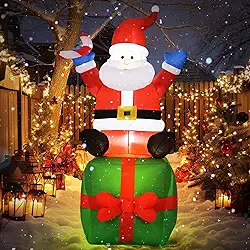 1.8m Papai Noel, 110-220V, Papai Noel Inflável Gigante, Enfeites de Natal, Decorações de Natal, Luzes LED Incorporadas para Festas no Pátio, no Interior e no Exterior do Jardim