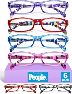 Gaoye Women's Reading Glasses 6 Pack - Blue Light Blocking, Spring Hinge Fashion Readers for Clear Close-Up Vision