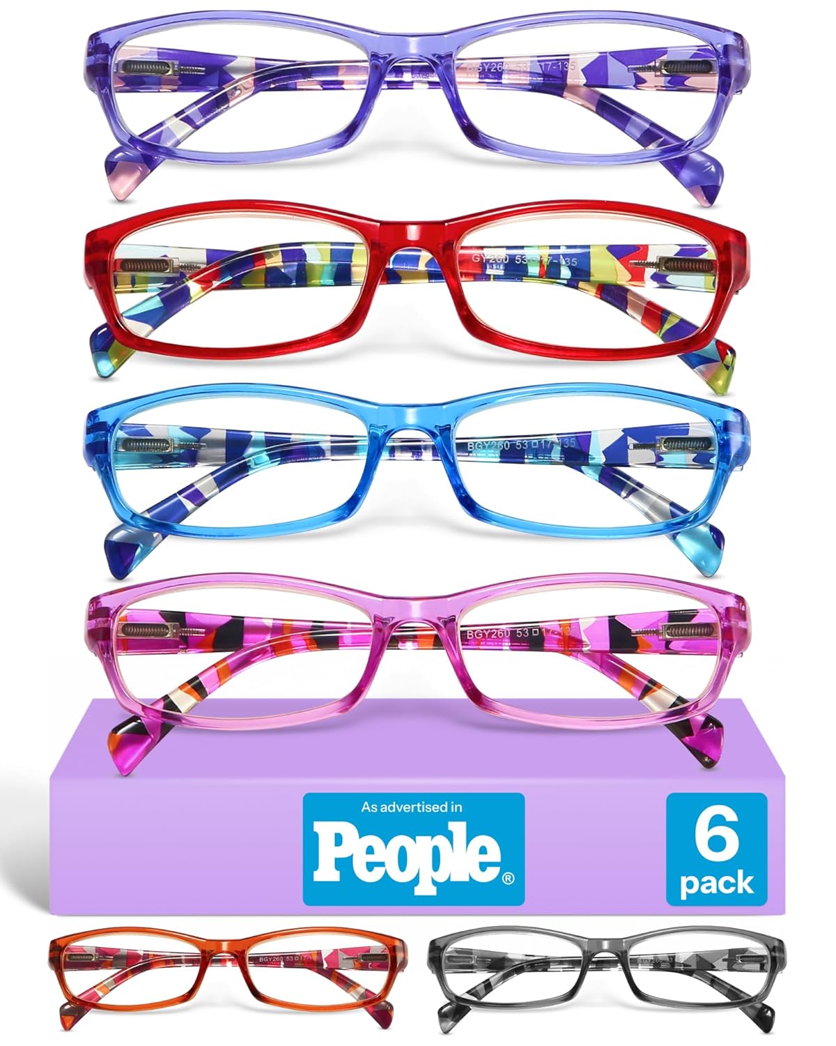 Gaoye 2 5 Reading Glasses for Women 6 pack Fashion Readers for Women Spring Hinge Eye Glasses Blue