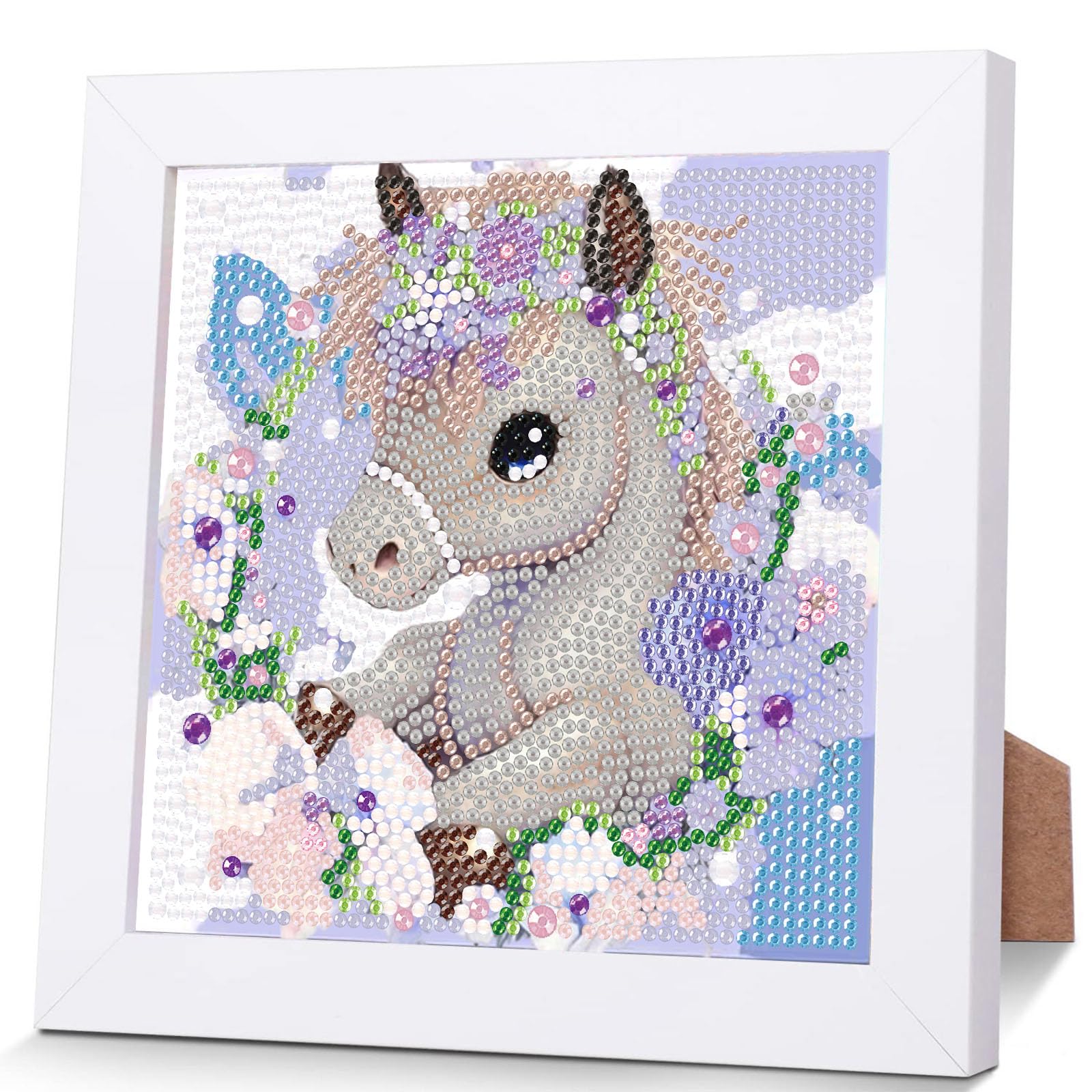 Horse Diamond Art Painting Kits for Kids with Frame Ages 4-8-12 (7x7 inch)