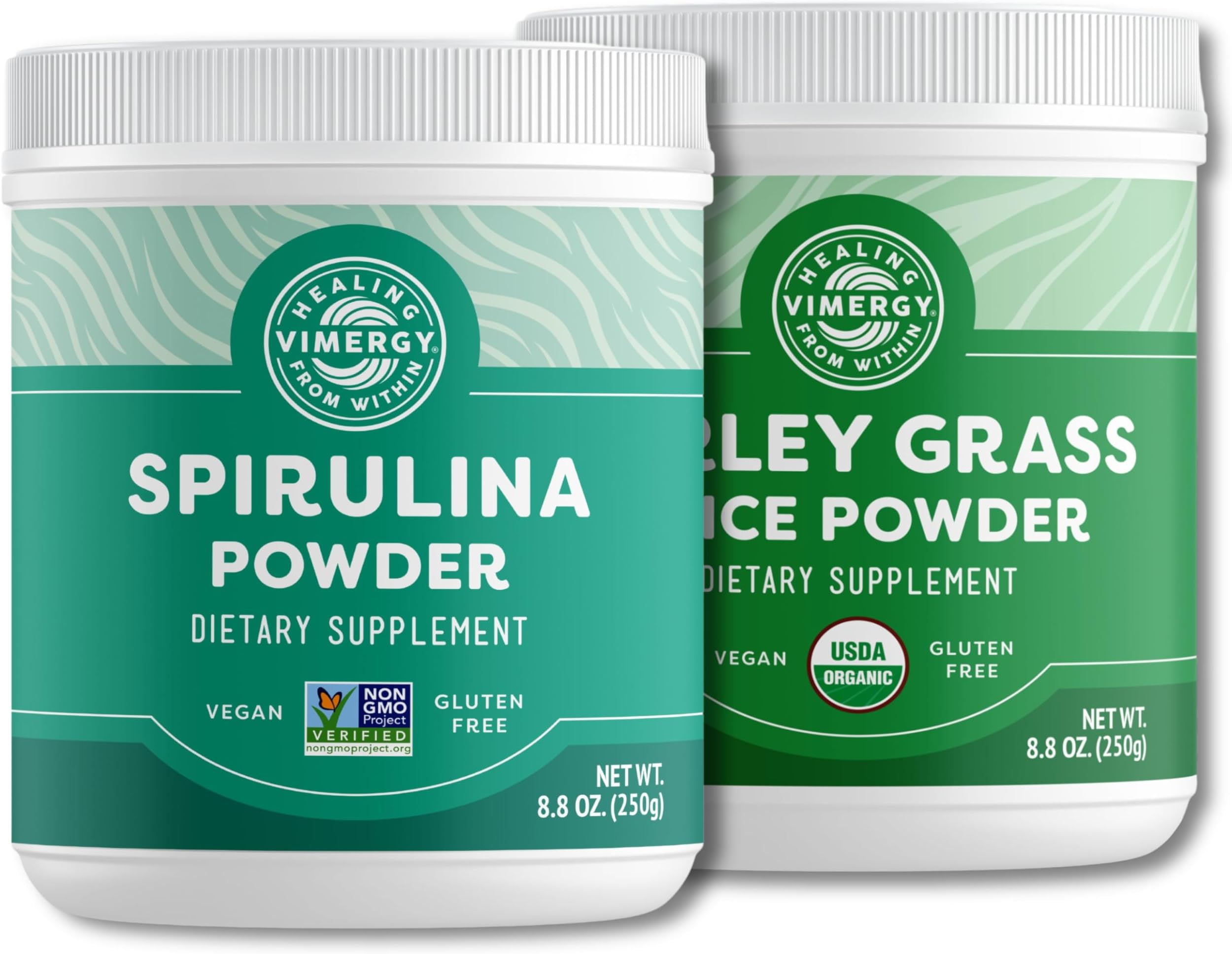 Vimergy USDA Organic Barley Grass Juice Powder, 62 Servings and Natural Spirulina