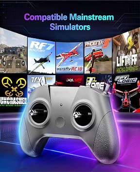 FLYDrone S8 Pro FPV Simulator Controller for Windows PC, USB-C Drone Flight Simulator Joystick, 8-Channel Mode 2 RC Training Remote with Non-Centering Throttle for Liftoff/DRL/Uncrashed, Grey (Grey)