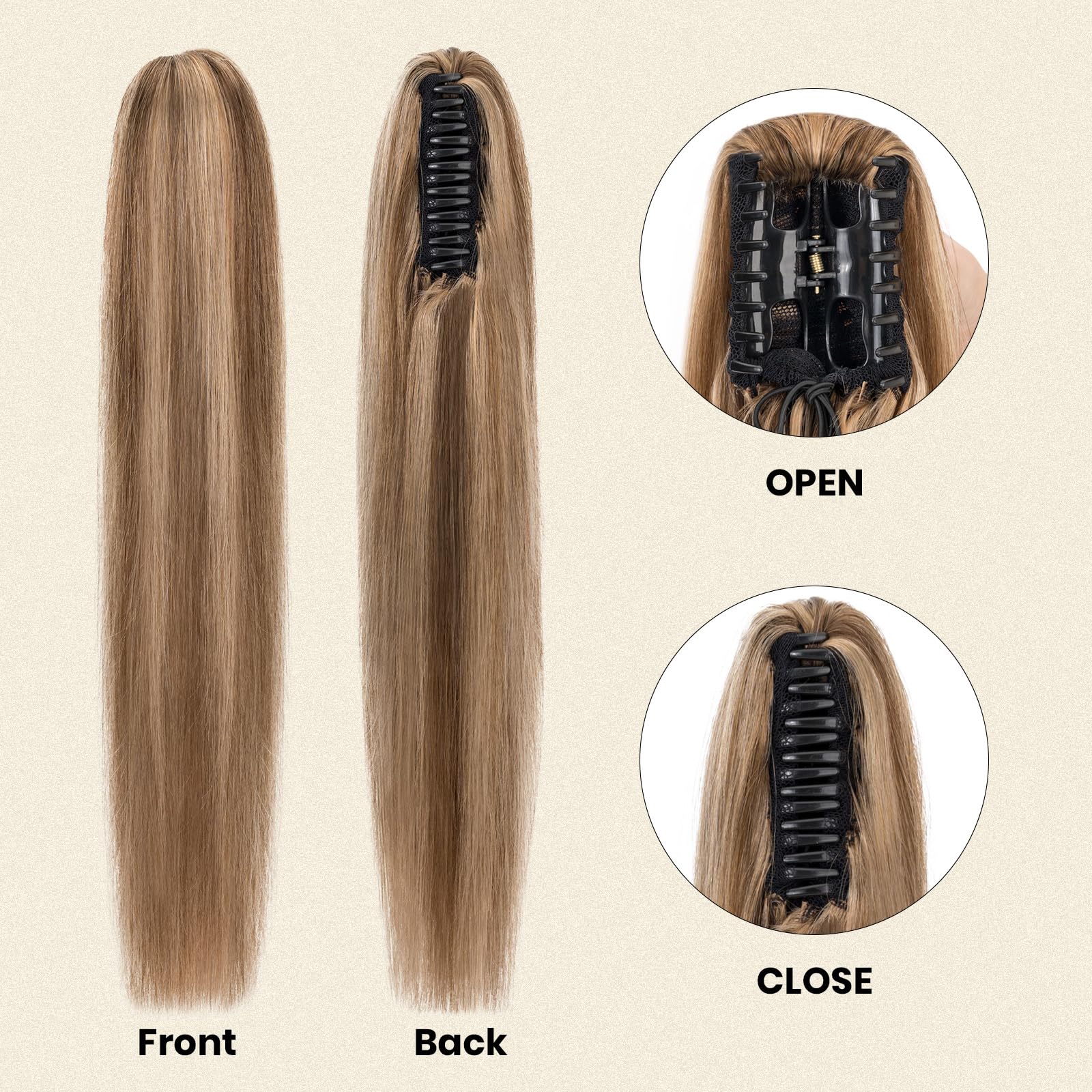 Amazon.com : MY-LADY Ponytail Extension Human Hair Claw Clip  display picture 1