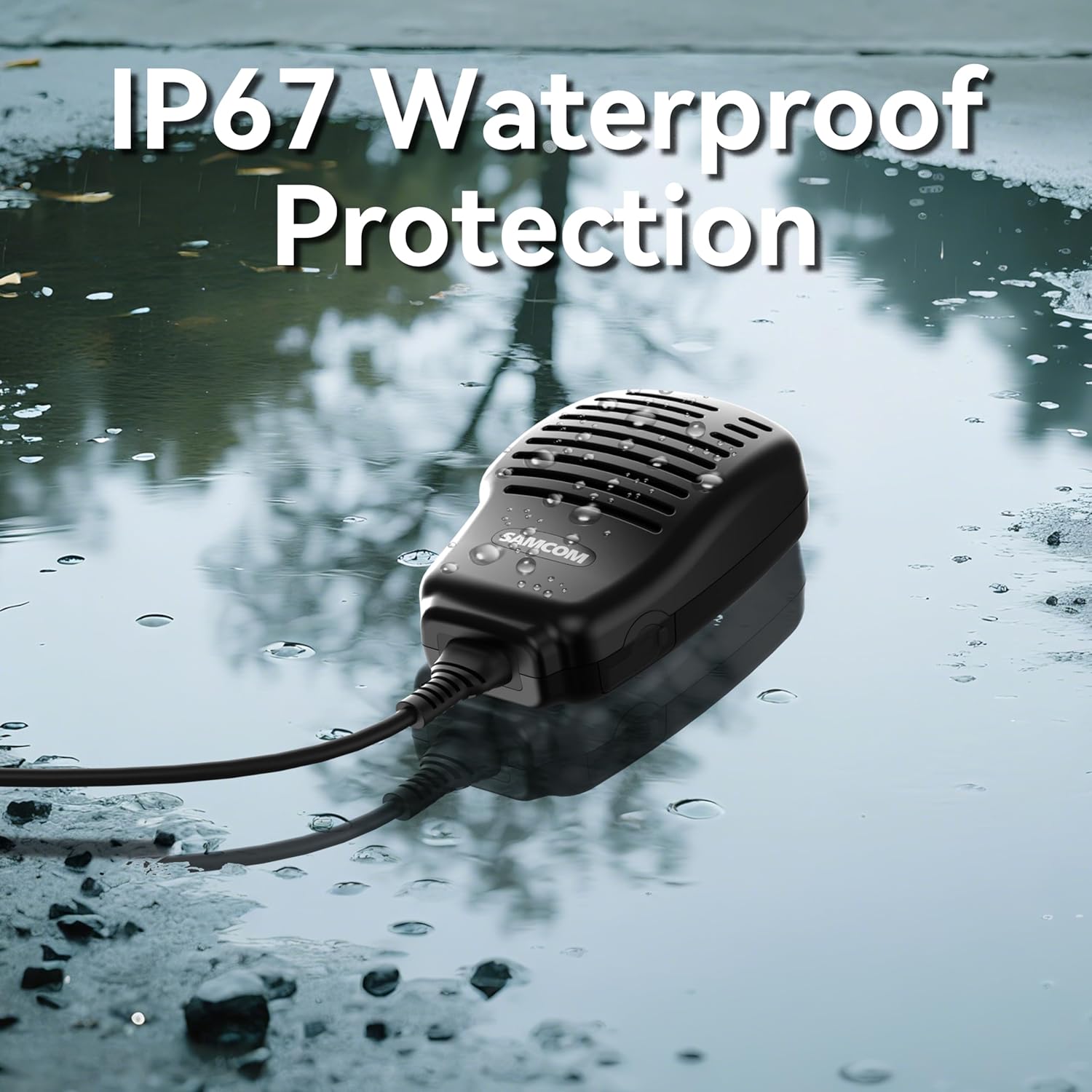 SAMCOM Walkie Talkie Speaker Mic IP67 Waterproof 2 Pin Shoulder Hand Mic Handheld with 360° Rotating Clip 3.5mm Audio Earphone Jack for Security Hotel School Church Building Warehouse Clinic,2 Packs