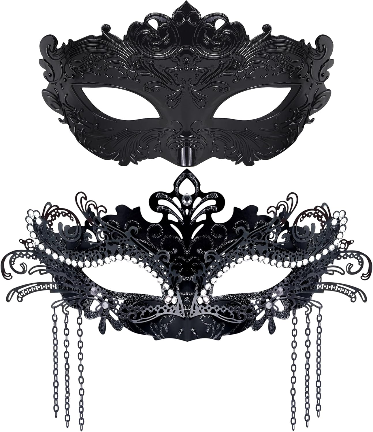 SIQUK Couple Masquerade Masks Metal Venetian Party Mask Halloween Costume Mask Mardi Gras Mask for Couples Women and Men