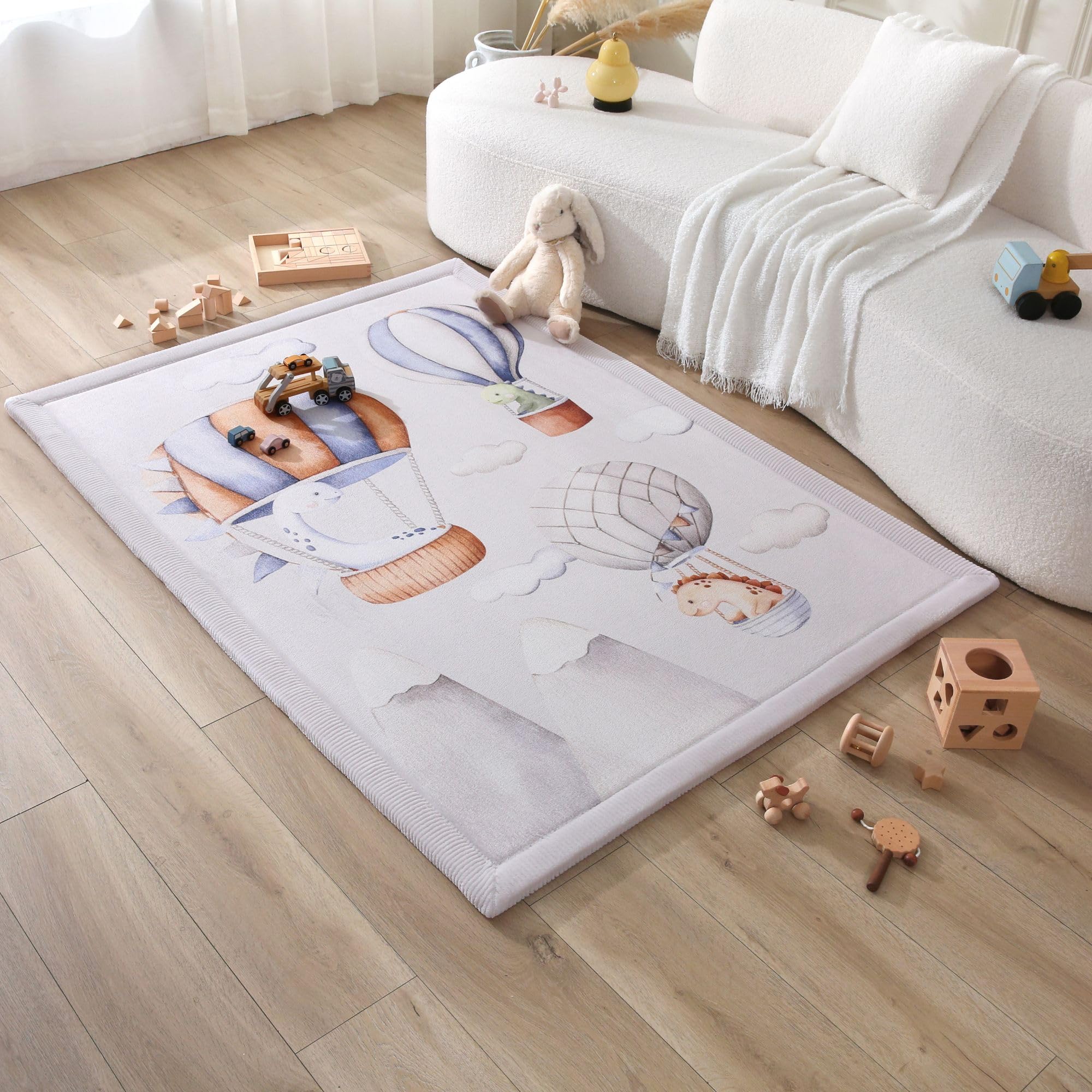 Hakuna Matte Tappetino per bambini, 170 x 120 x 2,5 cm, palloncini di dinosauro, tappetino per bambini, con memory foam, coperta da gioco antiscivolo, Tatami Bebe, pavimenti per bambini | Coral Velvet - Tappeto in schiuma ad alta densità, per gattonare, g