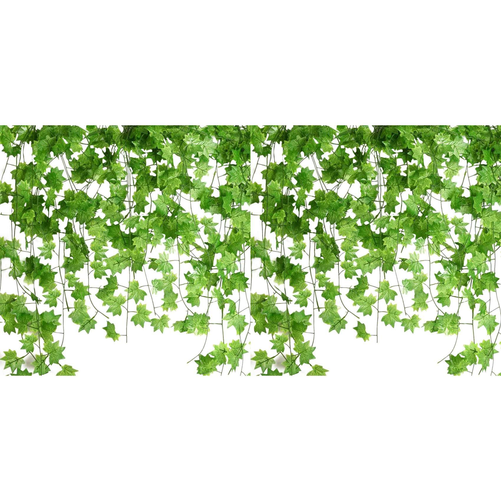 Hndhbfgrt 24 Pcs 7.5Ft Artificial Maple Leaves Hanging Vines, Fake Ivy Garland Hanging Plants for Garden Wedding Party Decorations