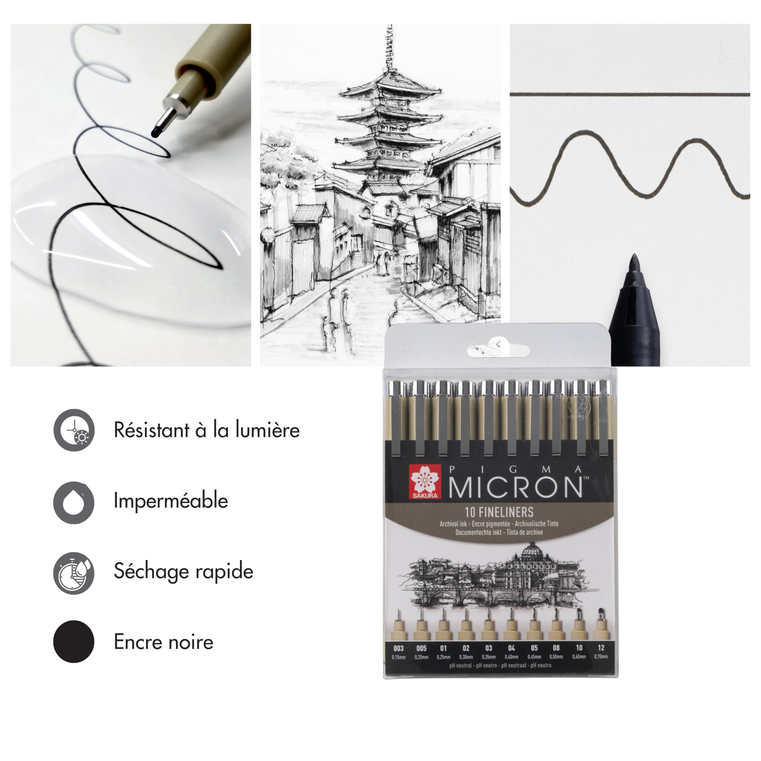 SAKURA Set Gel & Fineliners – 24 Gelly Roll Métalliques, Pailletés et Néon + 10 Fineliners Pigma Micron pour Bullet Journal, Dessin et Hand Lettering
