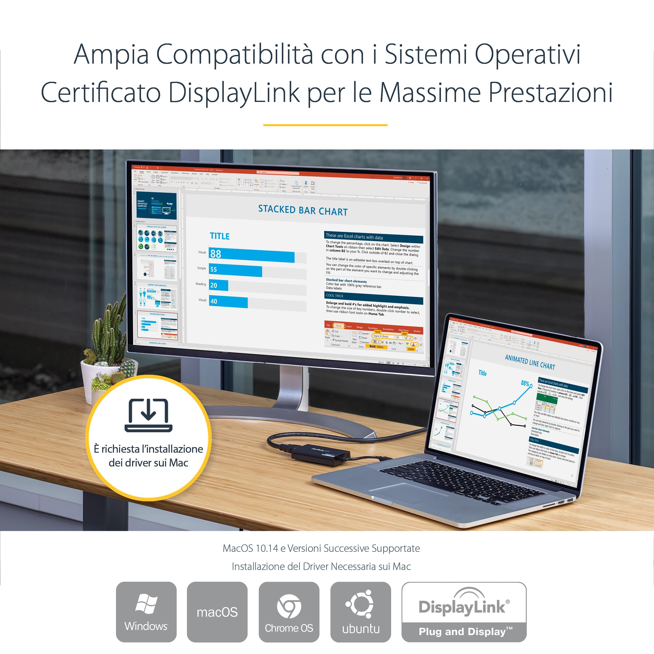 StarTech Convertitore USB-A a HDMI, 4K 30Hz UHD, DisplayLink, Mac e Windows | Scheda Video e Grafica Esterna, Uscita Ultra HD, Plug and Play