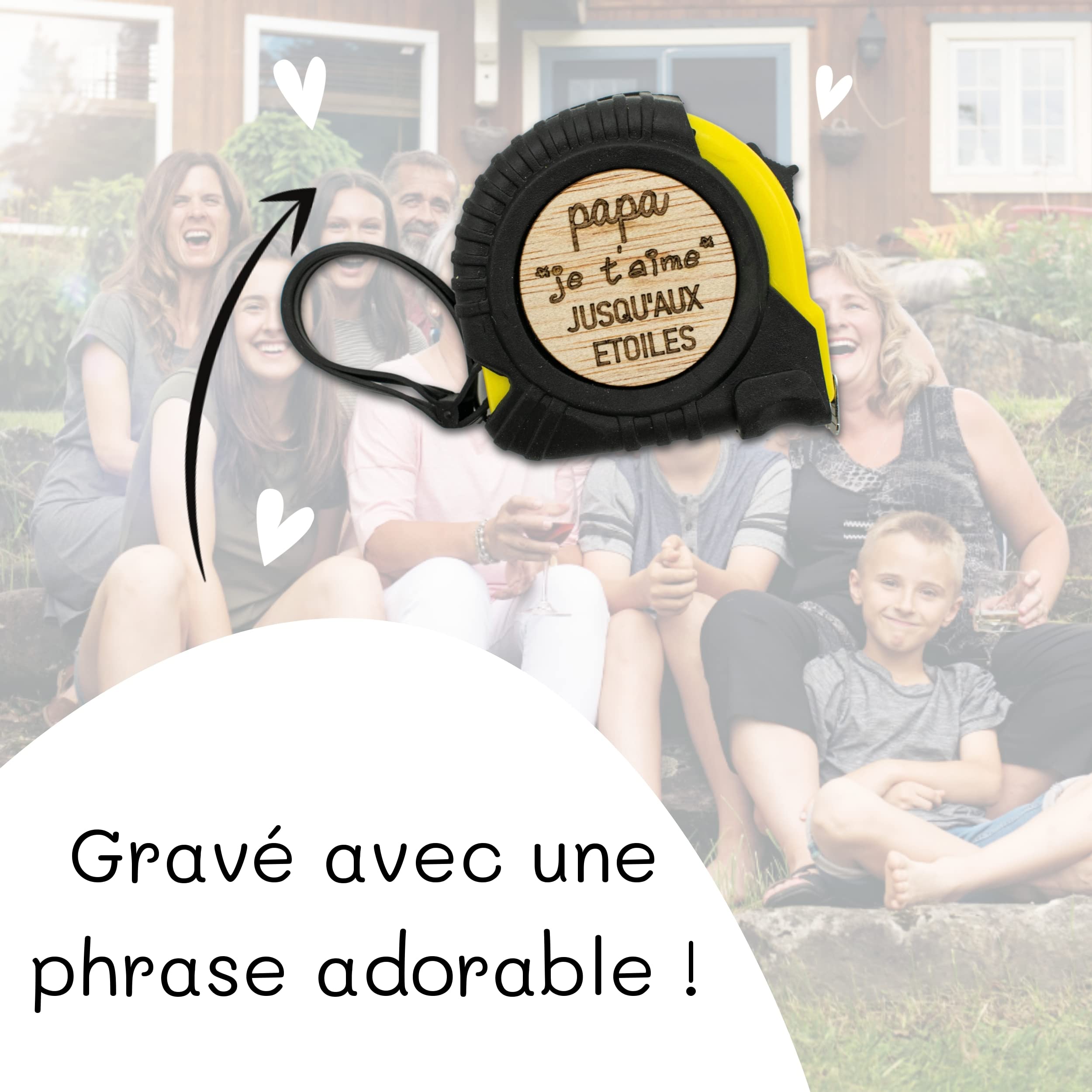 ERNESTINE Penna Touch In Bambù Incisa 'Papi Je T'aime' - Regalo Originale Per Papà E Nonno, Ecologica Con Punta Touch
