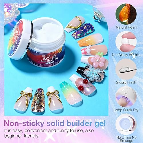 Miniatura 3 de Solid Builder - Gel de uñas 3D de gran capacidad de 2.16 oz (morado) (rosa transparente)