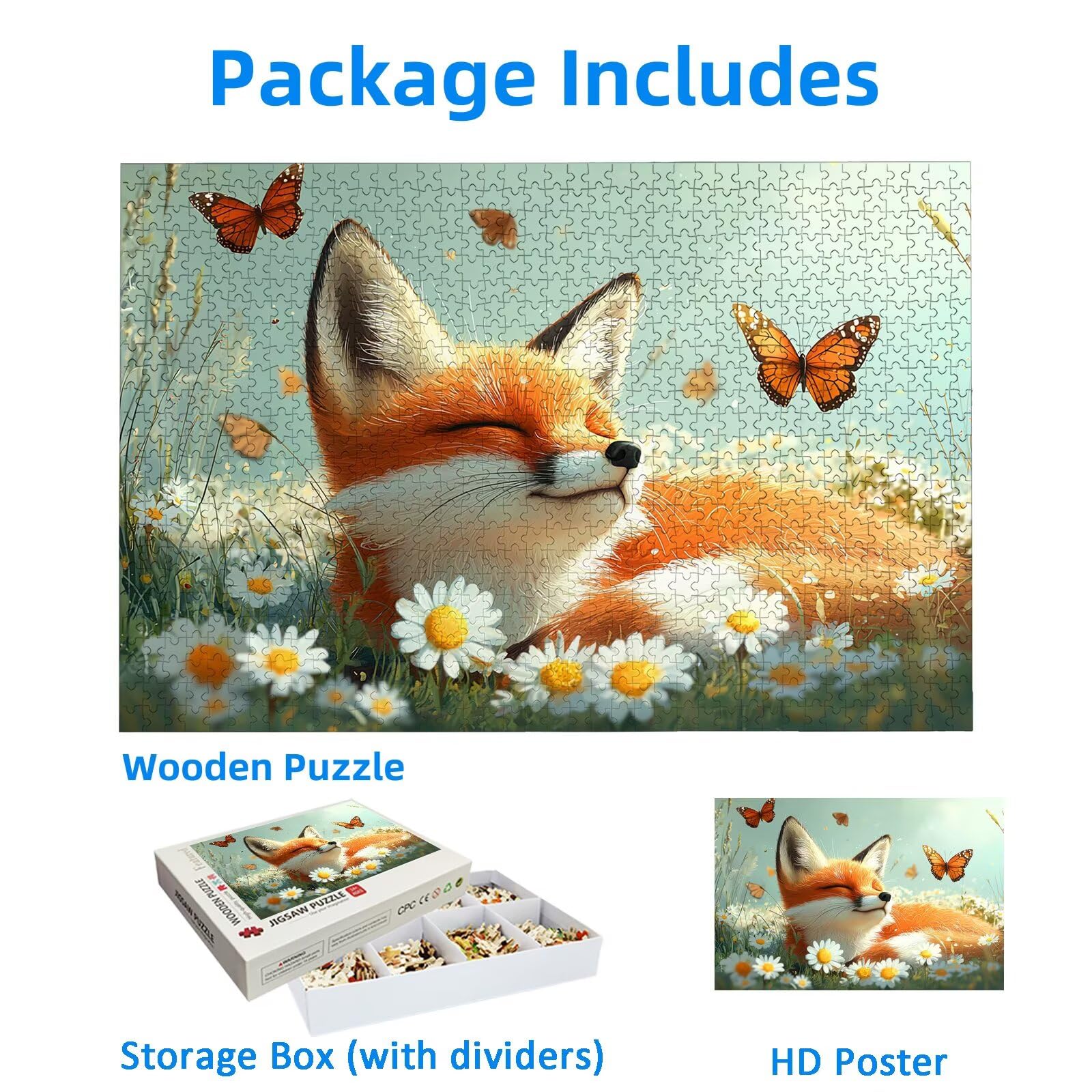 Puzzle 5000 sztuk lis, puzzle kwiatowe 5000 sztuk dla dorosłych i nastolatków, drewniane puzzle z wykwintnym opakowaniem, rodzinne gry edukacyjne, dekoracje domu, prezent dla dorosłych-1683