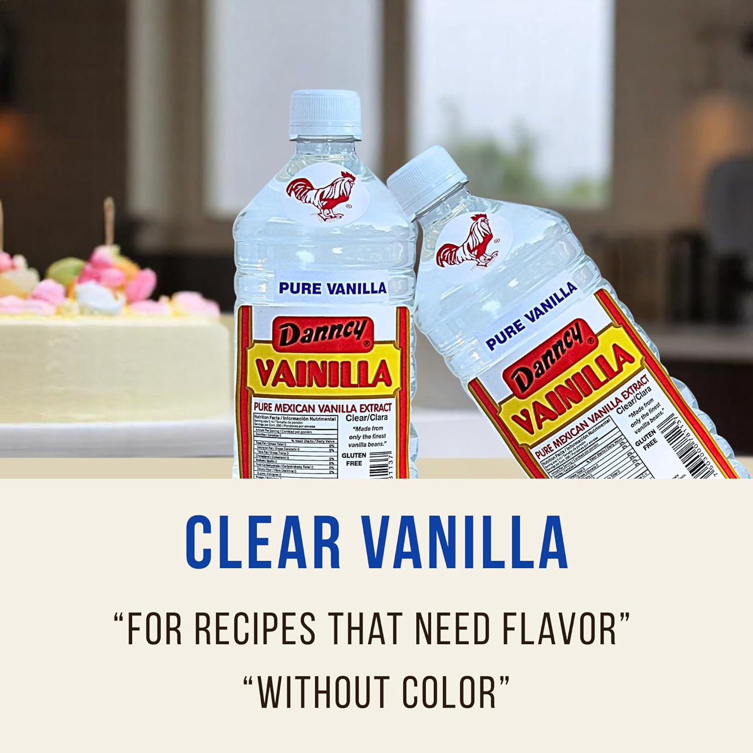 Danncy Vanilla Clear 33.8 fl oz (1L) 2 pack - Authentic Mexican Vanilla Flavor