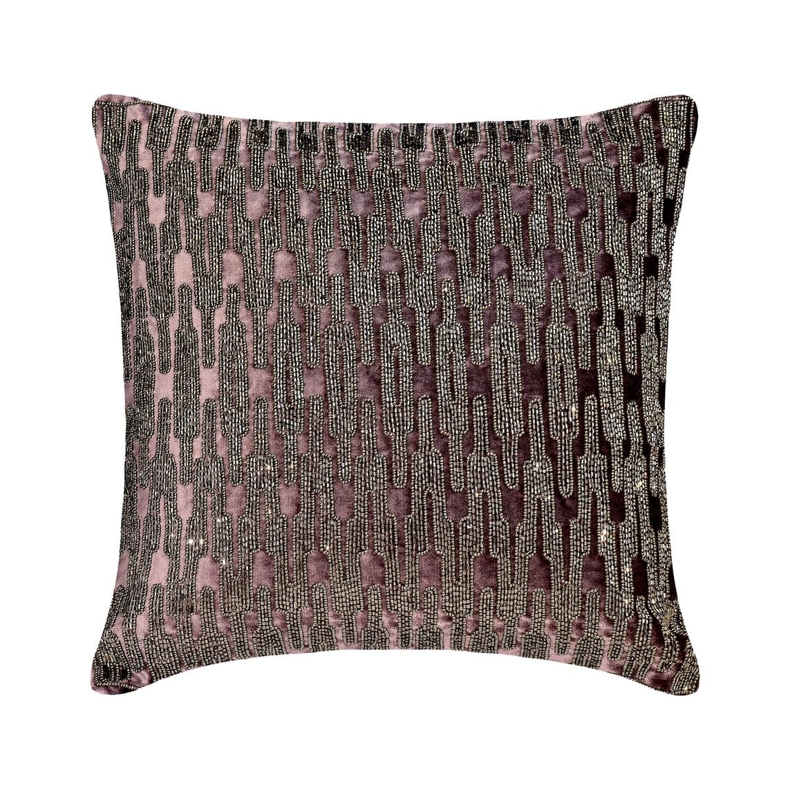 The HomeCentric Purple Pack of 2, 45x45 cm (18x18 inch) (18"x18") Accent Cushion Covers, Velvet Geometric Accent Cushion Covers, Geometric Pattern Modern Style - Dark Dazzler — image 1