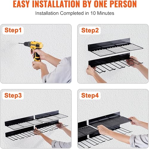 Miniatura 4 de VEVOR Organizador de herramientas eléctricas, 4 ranuras, 2 capas, paquete de 2 soportes inalámbricos para taladro de pared, estación de carga de