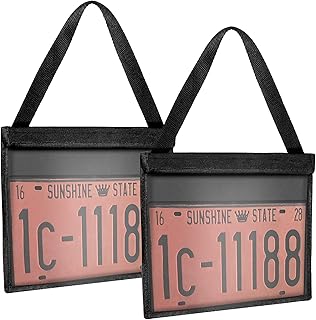 License Plate Holder with Hanging Strap License Plate Covers US Car License Plate Bracket Holder License Plate Tag Bag Car Bumper Mount for Car SUV Truck (2 Pieces)