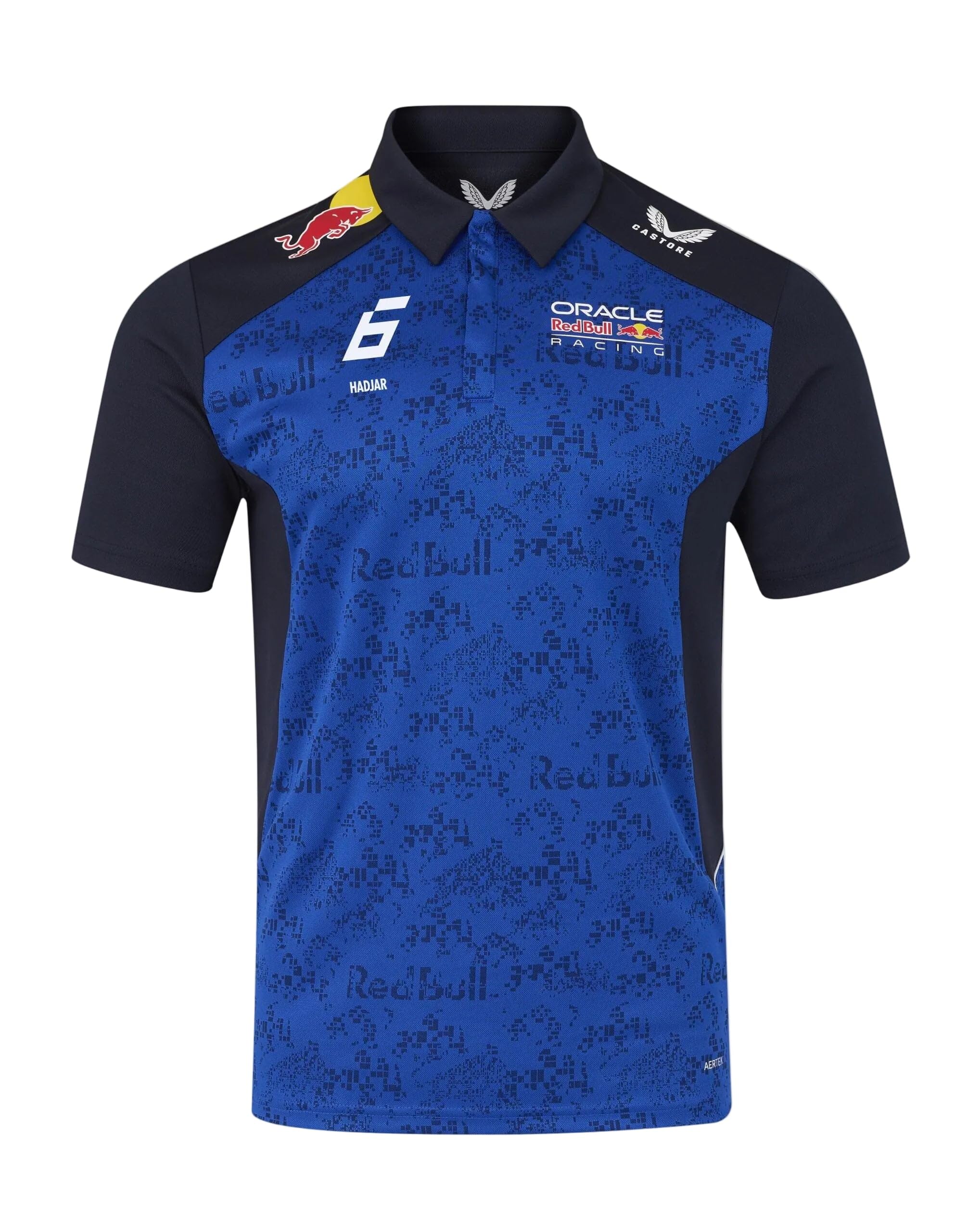 Red Bull Racing Maglietta ufficiale Castore 2026, maglietta da pilota Isack Hadjar di F1, blu navy e blu corsa