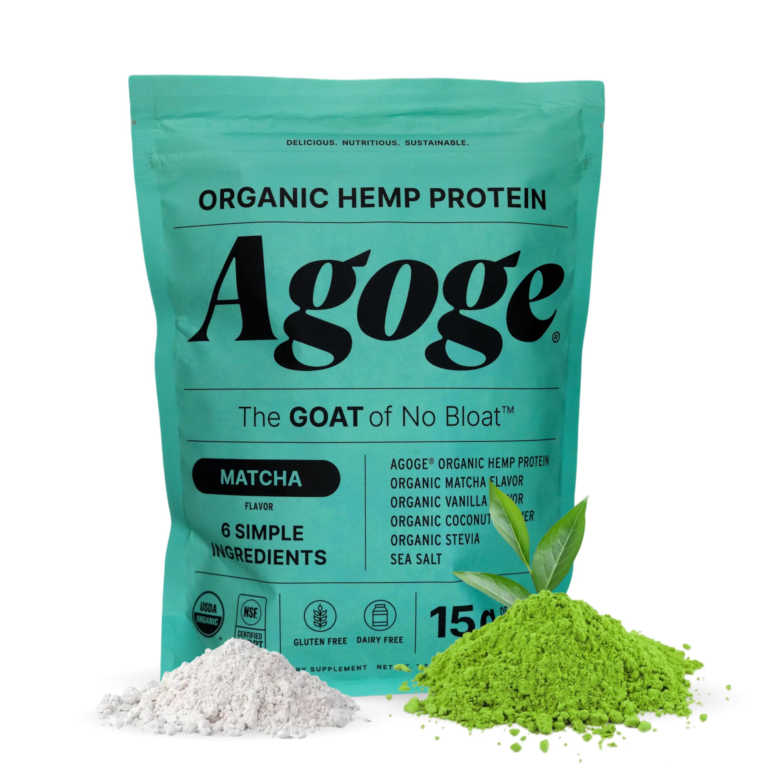 Agoge Proteína em pó de cânhamo orgânica, sabor matcha, 20 porções