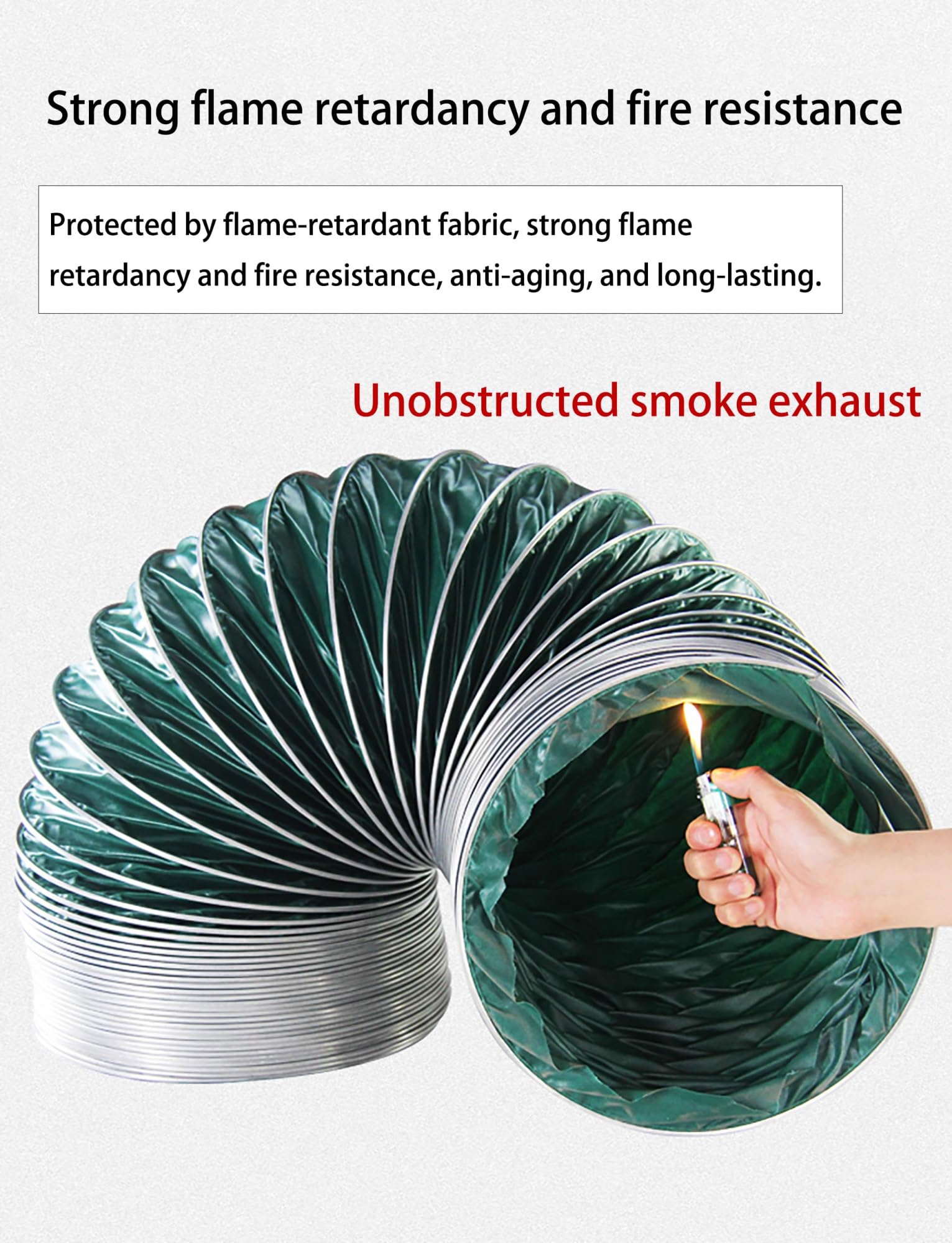 Conducto de aluminio flexible resistente al fuego, manguera de ventilación de alta temperatura para cocina, baño, taller y ventilador de escape (diámetro 25,5 cm x 500 cm)