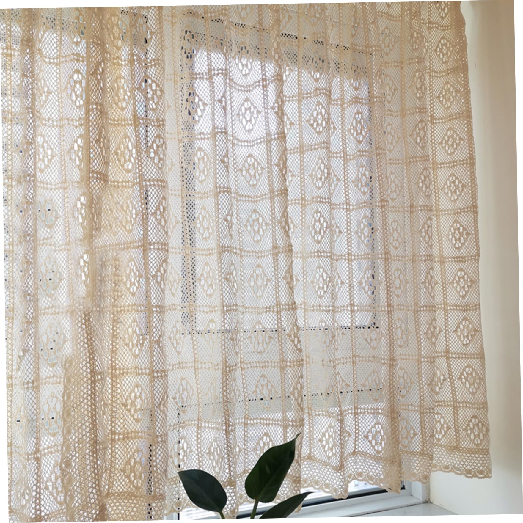 Cortinas bohemias de encaje retro de 39x71 pulgadas en ganchillo de algodón para salón