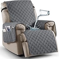 Vista 19 de Ruaozz Funda para silla reclinable 100% impermeable, antideslizante, funda de asiento para silla reclinable, lavable, con correas elásticas para Vino